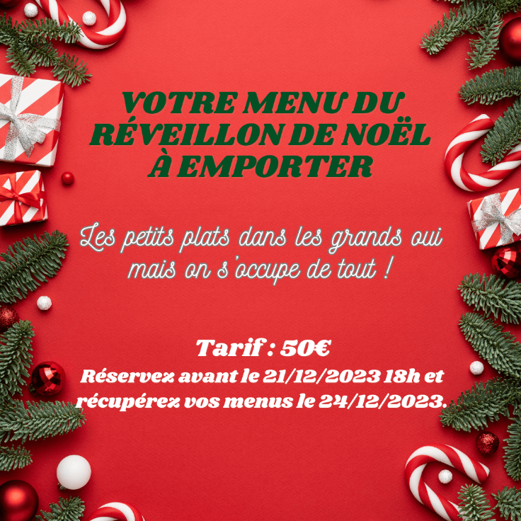 Menu du réveillon de Noël à emporter